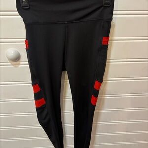 POP Fit Black Leggings with Red Details